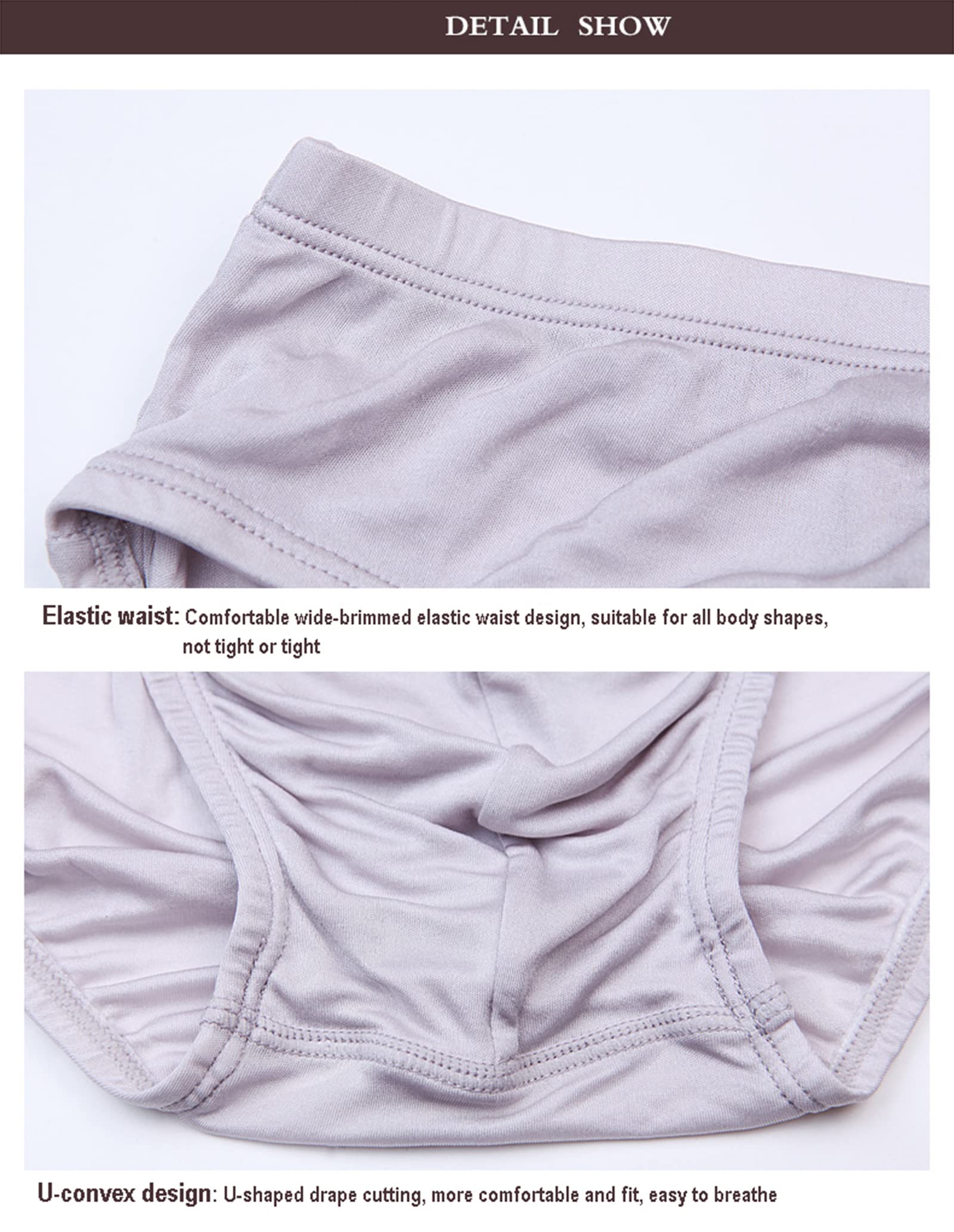 CYGE Ropa Interior De Seda De Morera 100% para Hombre Calzoncillos De Tiro Bajo Calzoncillos Clásicos De Satén Bragas