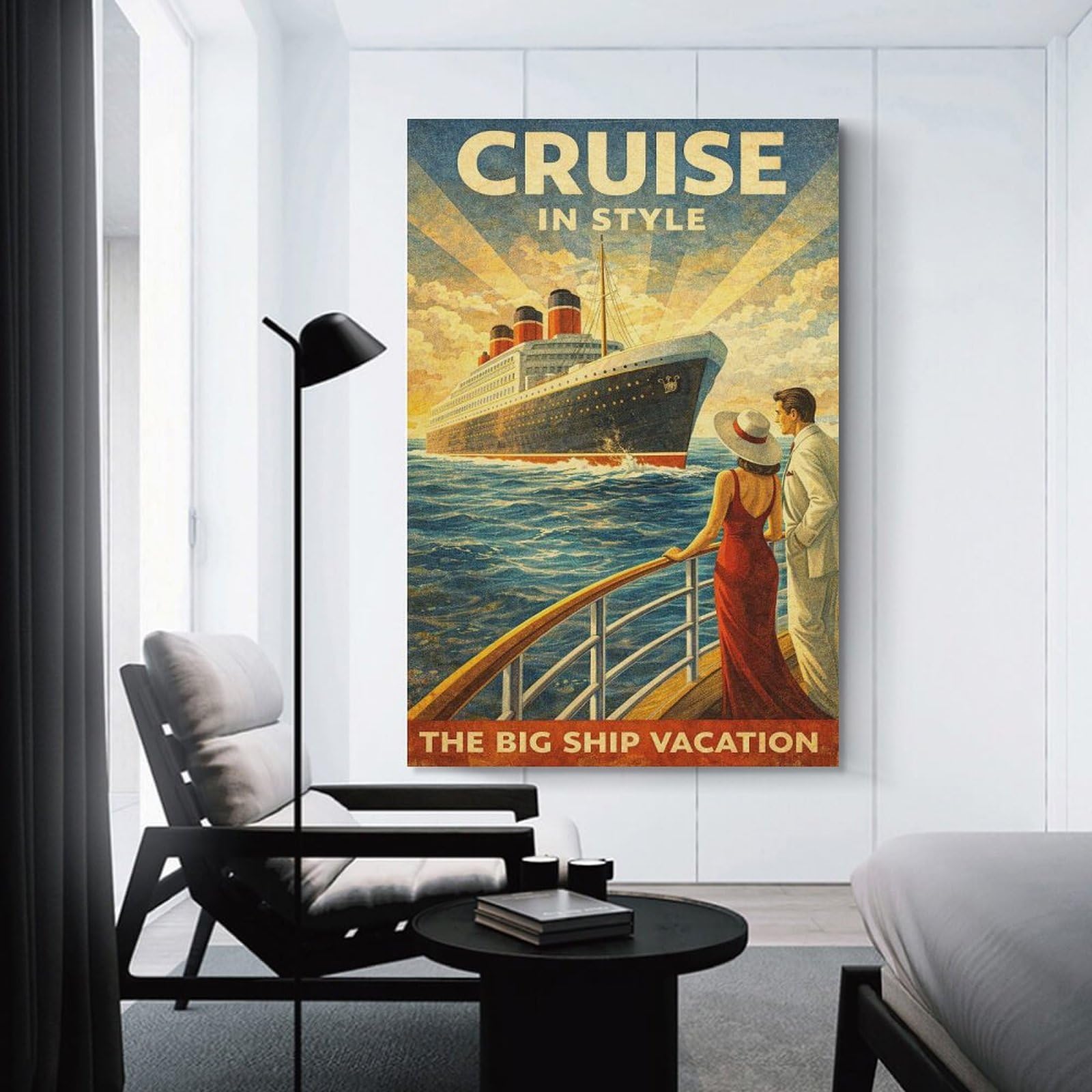 Junmoney Cruise in Style Vintage Wall Art Print 20x30inch(50x75cm), for Hallway, Entryway Or Landing, A Neat Decor Update for Hallways, for Everyday Interiors