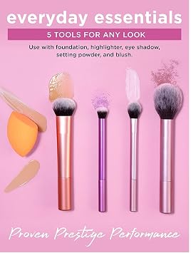 Artist Essentials Complete Face Makeup Brush Set for Makeup Artist Inspired Looks, 5 Count (Pack of 1)