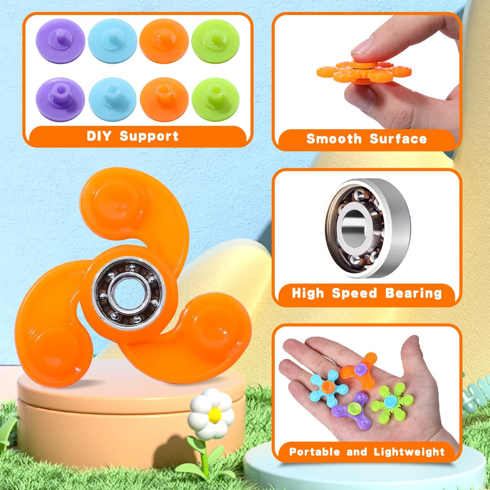 SCIONE 50 szt. Fidget Spinners luzem, mini Fidget Spinner zabawki dla dzieci, nastolatków, dorosłych, upominki na przyjęcie urodzinowe, prezenty zwrotne, prezenty na Halloween, gry imprezowe, nagrody