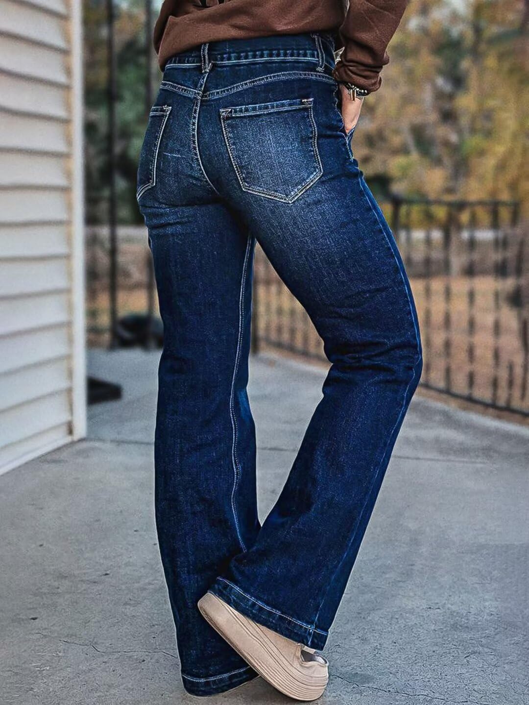 Flamingals Low Rise Boot Cut Jeans for Women Butt Lifting Western Pants with Pockets Flare Jeans Women - Image 2