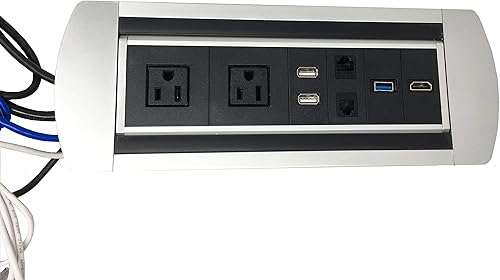 Miniatura 4 de Impecgear Power Plug - Centro de alimentación para escritorio con ojales, centro de datos de alimentación para muebles, 2 CAT61 HDMI1 USB1 tipo C2