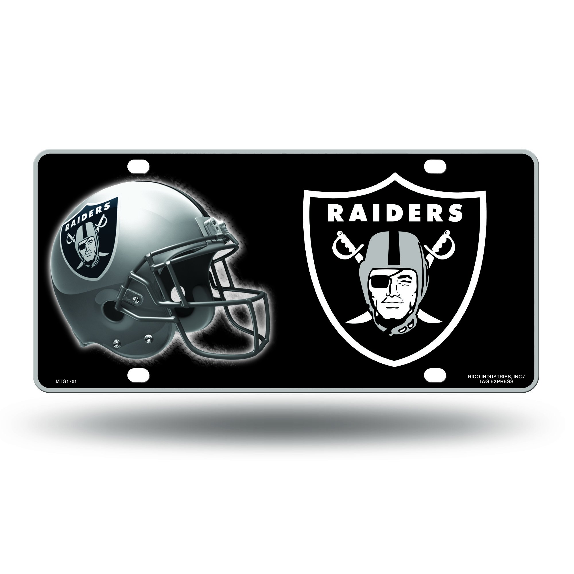Rico Industries NFL Oakland Raiders Metal License Plate Tag, 6 x 11.5-inches