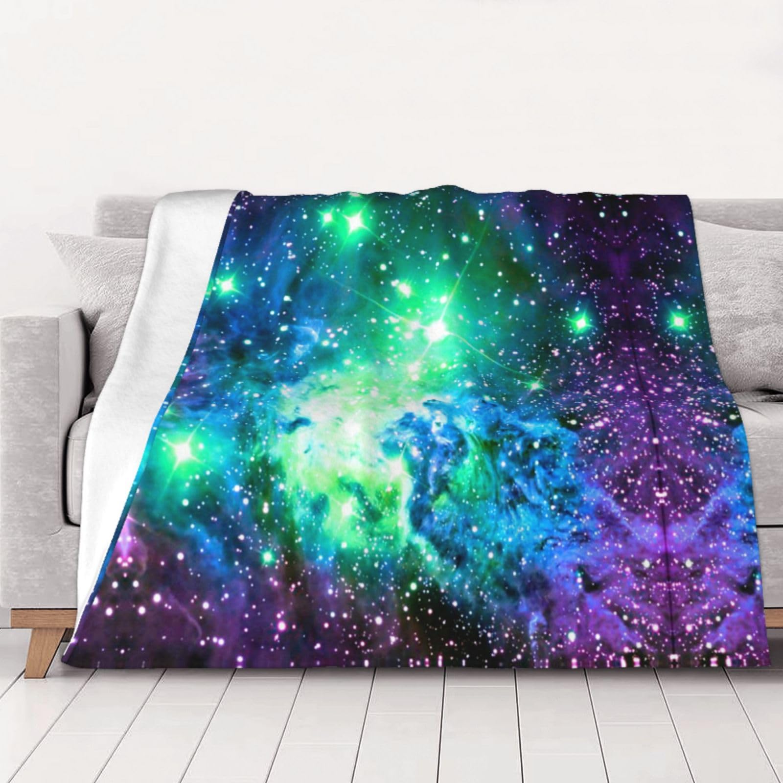 CHANGLEI Green Blue Purple Galaxy Weighted Blanket Throw Flannel Blanket,Personalised Prin...