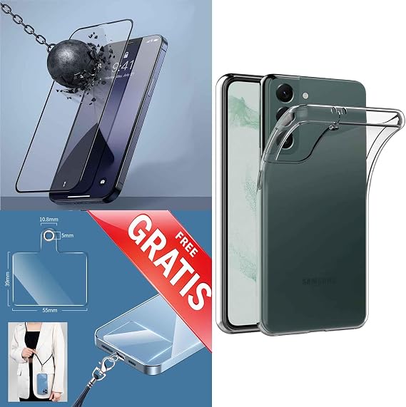 3-in-1 Set - Silicone Case with Tempered Glass Screen Protector Compatible with Huawei Y7 2019 Silicone Case Thin Case Transparent Mobile Phone Case Pad for Cord