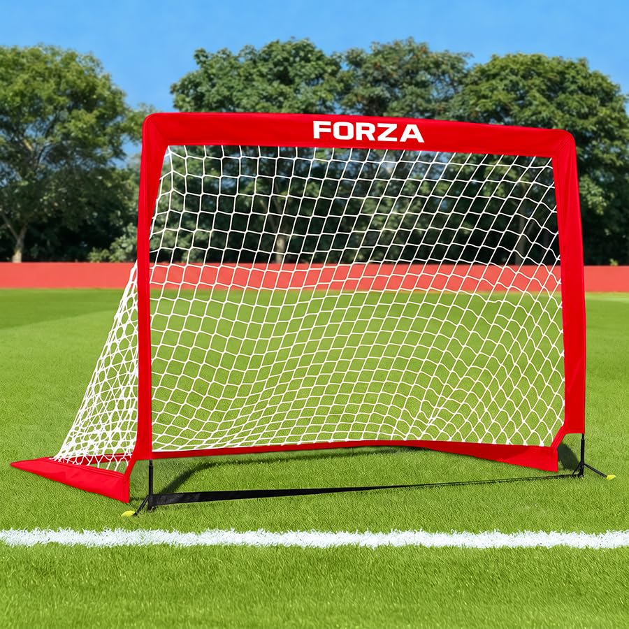 FORZA Square Pop-Up Football Goal [6 Sizes] (Red, 5ft x 3.5ft, Single Goal)