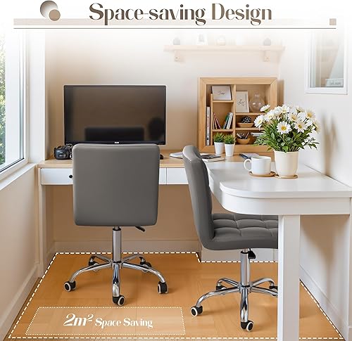 Miniatura 4 de Furmax silla de oficina con respaldo medio de piel sintética, silla ejecutiva moderna, ajustable, silla de escritorio para el hogar, silla de