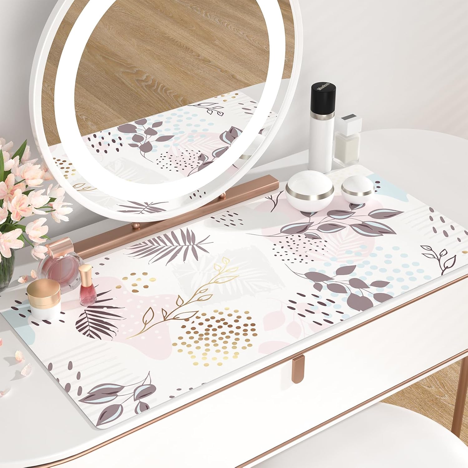 QIYI Large Mouse Pad, Extended Desk Mat for Desktop, PU Leather Waterproof Gaming Mousepad, Computer Desk Accessories Protector Writing Pads for School Office Home 31.5" x 15.7" - Abstract Leaves - Image 6