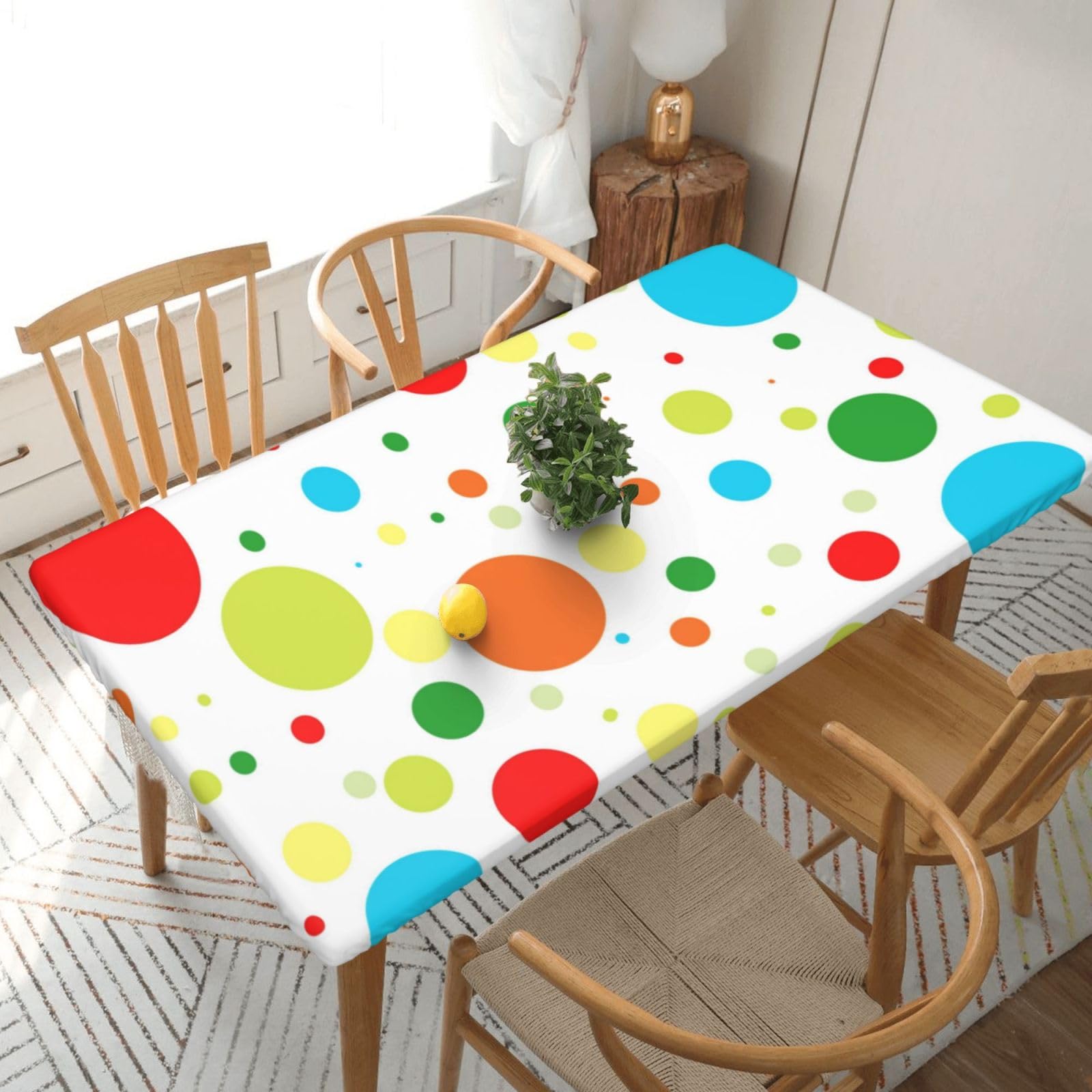 BNVSADC Twister Polka Dots Printed 5FT Tablecloth Polyester Kitchen Water Resistant Table Cloth Dining Table Decoration Table Covers, 152x76 CM