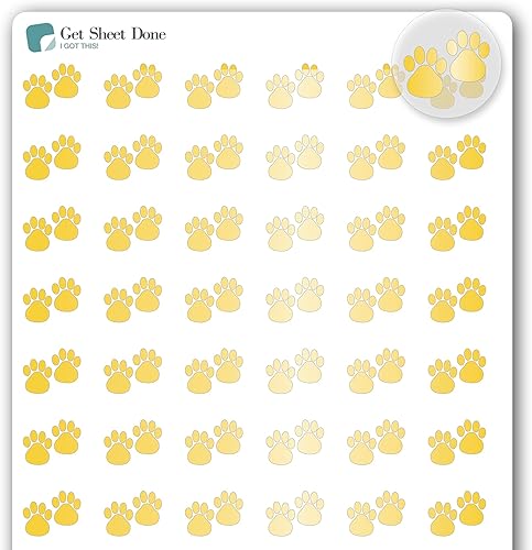 Paw - Calcomanías para planificador de mascotas, 54 láminas doradas (12 pulgadas), recordatorio de medicamentos para el cuidado de perros y gatos,