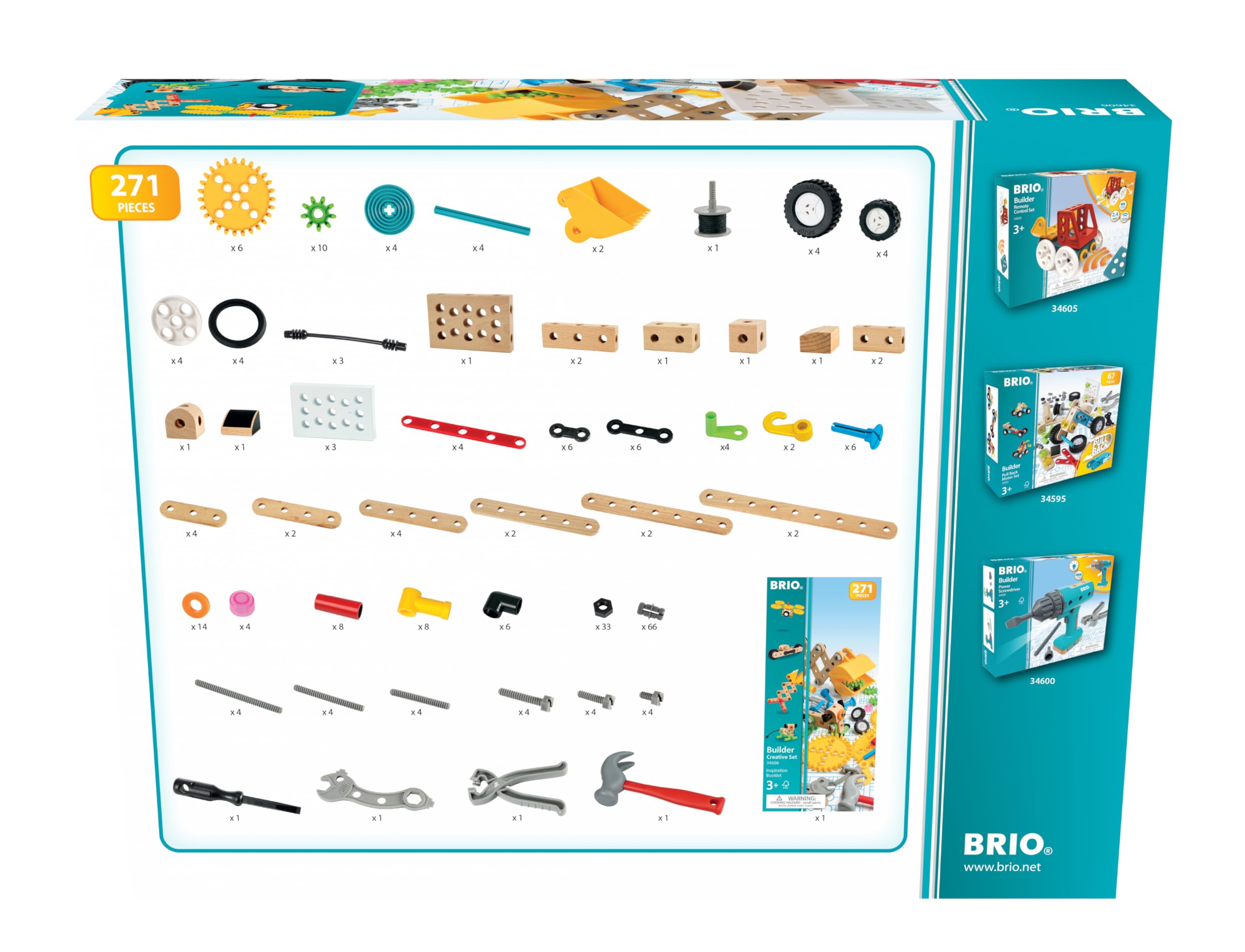 BRIO Builder — Set 34606 Builder para jardín de Infantes, 271 Piezas | Juguete de Aprendizaje y construcción de 271 Piezas para niños a Partir de 3 años