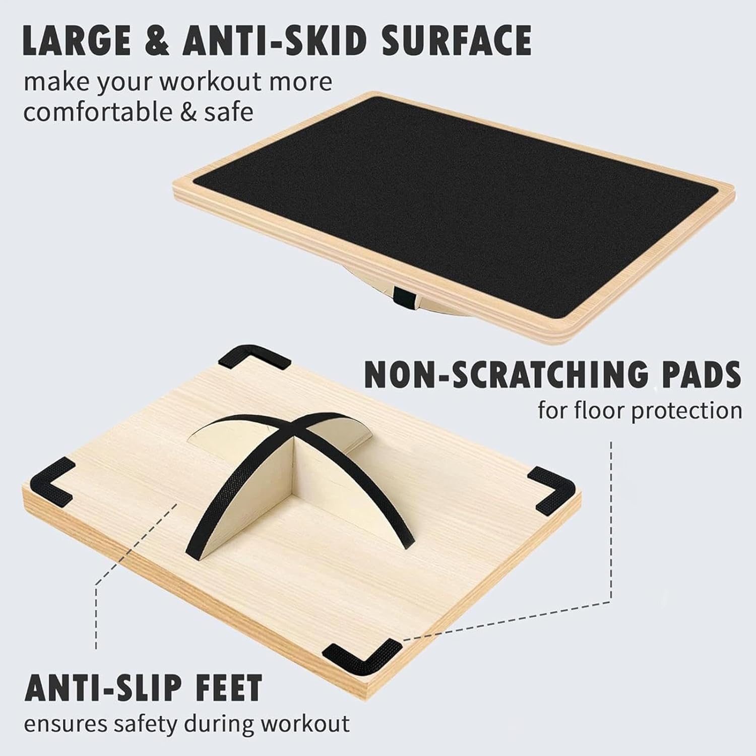 Wobble Board - 1255g Wooden Balance Boards, Core Workout Boards, Non Slip Balance Boardss, Portable Exercise Boardss, Home Gym Stability Board For Dorm Office Apartment Bedroom Living Room Home