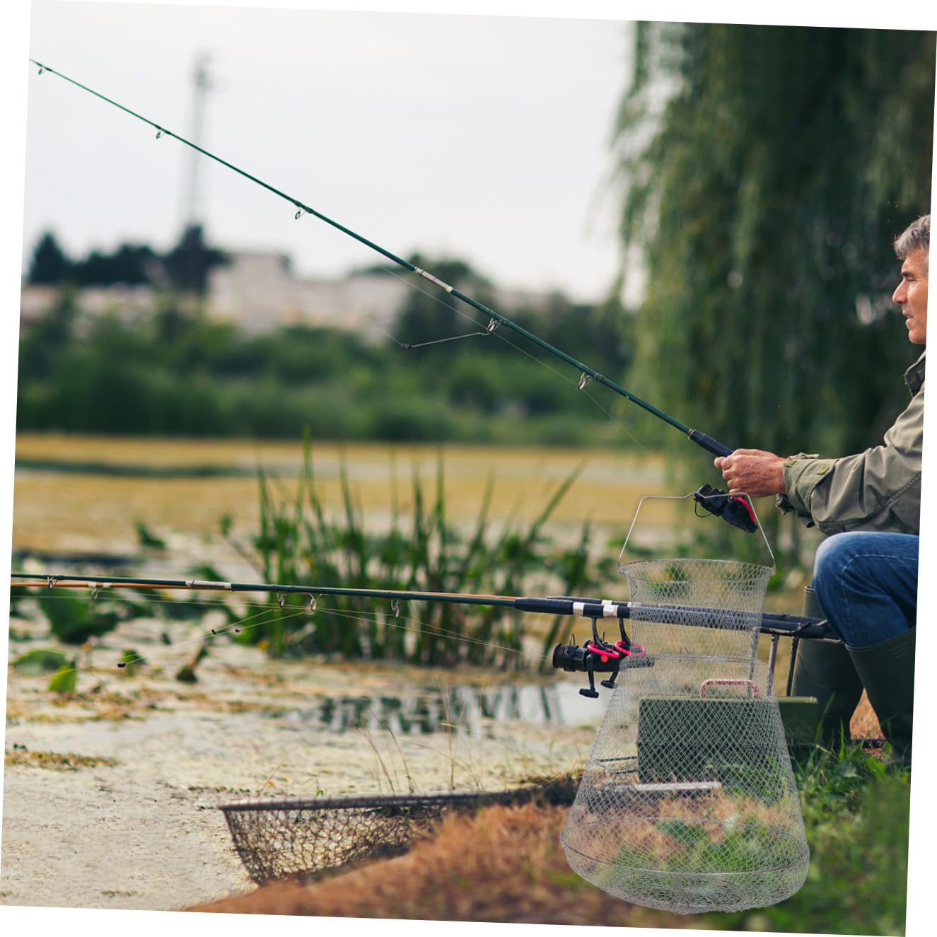 YARNOW Bolsa de Acero Inoxidable para Pesca en Agua y Salada, Canasta Plegable Fácil de Doblar y Resistente, Protector Robusto para Peces y Cangrejos