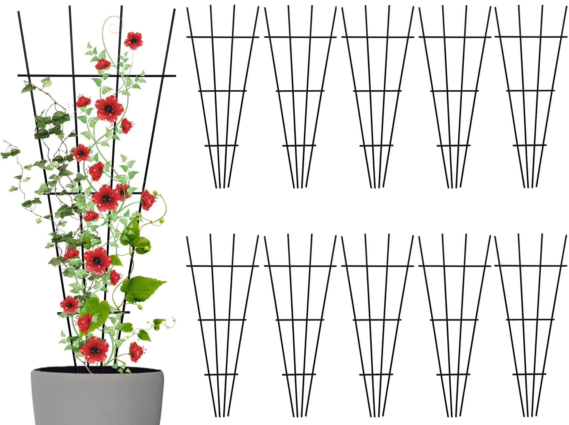 Jabox Super Long and Strong Trellis, Plant Support, Plant Suporters for Climbing Vines and Plants, Rust Resistance, Strong Metal, Green [50 X 27 CM] (Green-Pack-10, Metal) (B0C96ZPNYH) Amazon Price History, Amazon Price Tracker