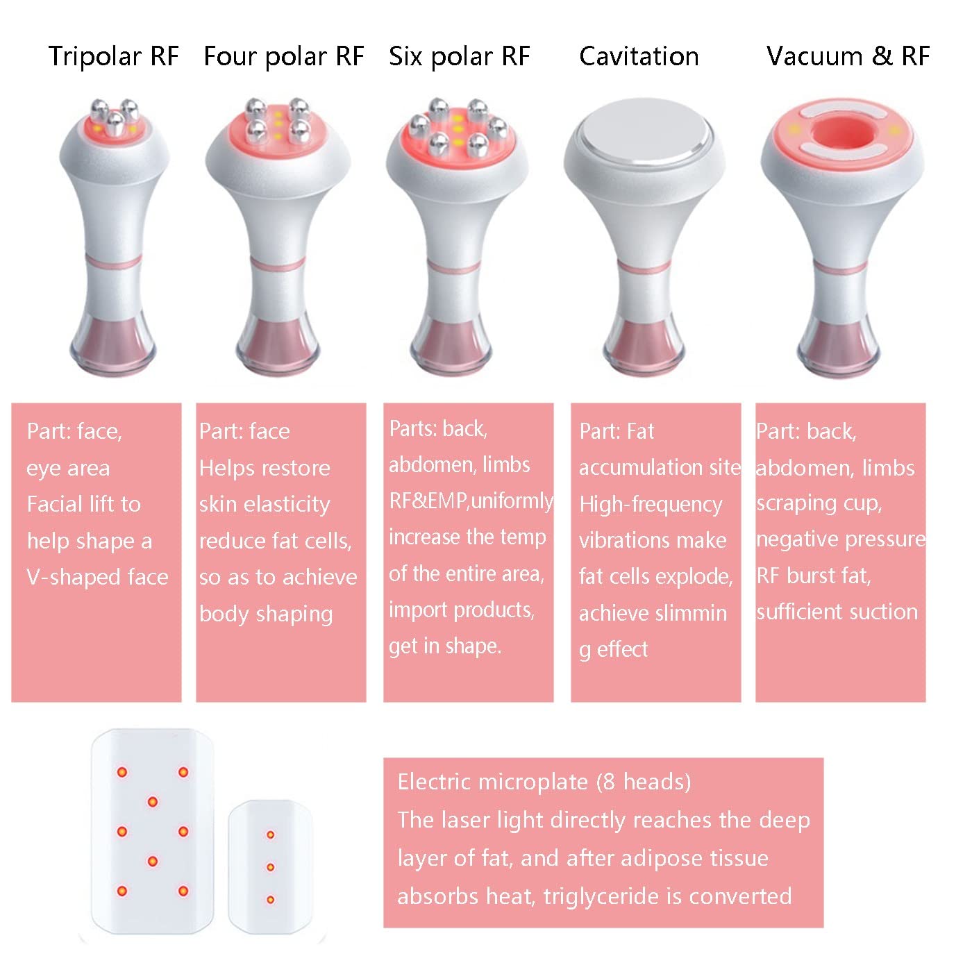 Macchina di bellezza 6 in 1 RF ed ultrasuoni per dimagrimento e ringiovanimento facciale, ideale per uso domestico e spa