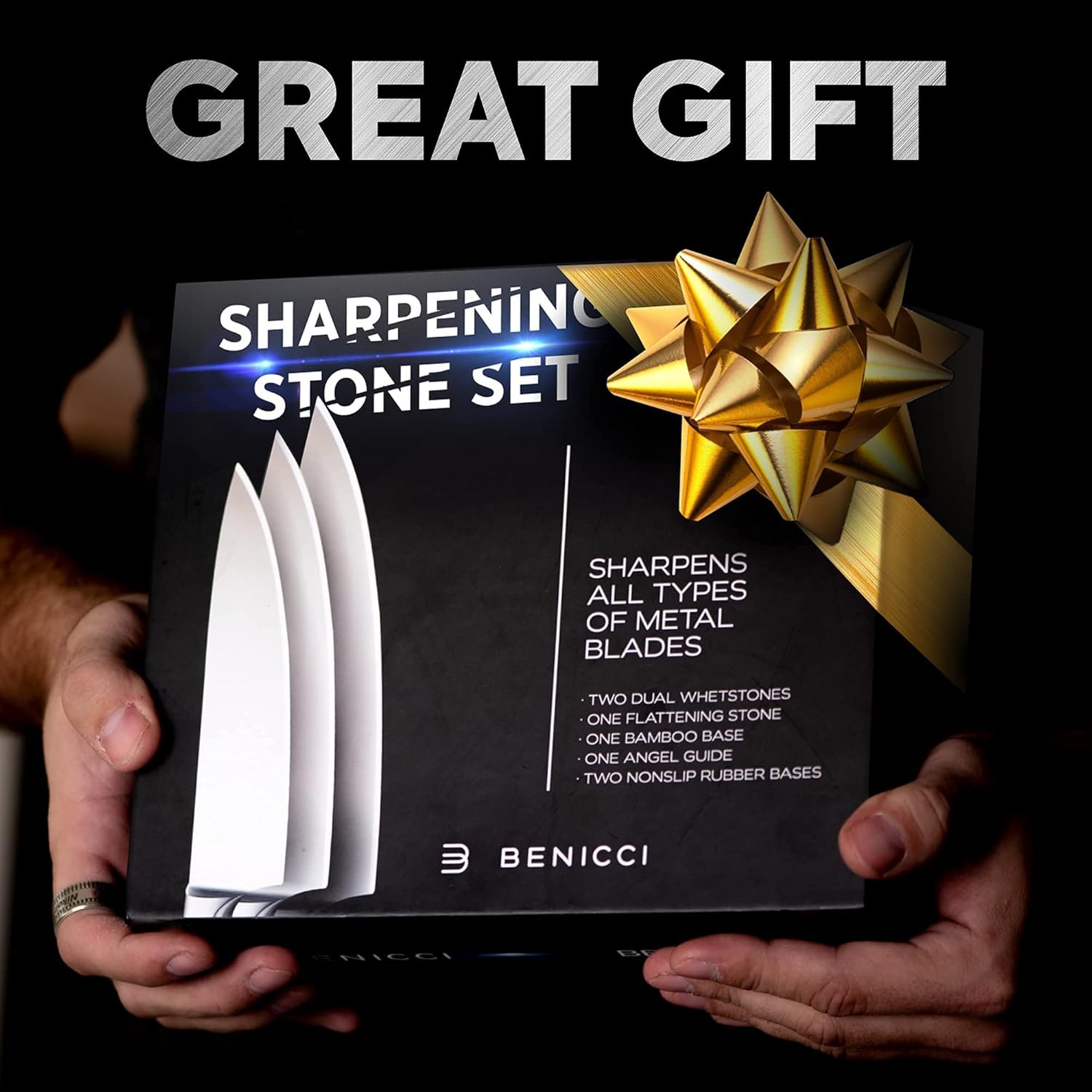 Premium Knife Sharpening Stone Kit - Set Includes 2 Superior Sharpener Whetstones 8000/3000 & 400/1000 Grit, Flattening Stone, Angle Guide & Nonslip Bamboo Base - Sharpens any Knife Razor Sharp : Tools & Home Improvement