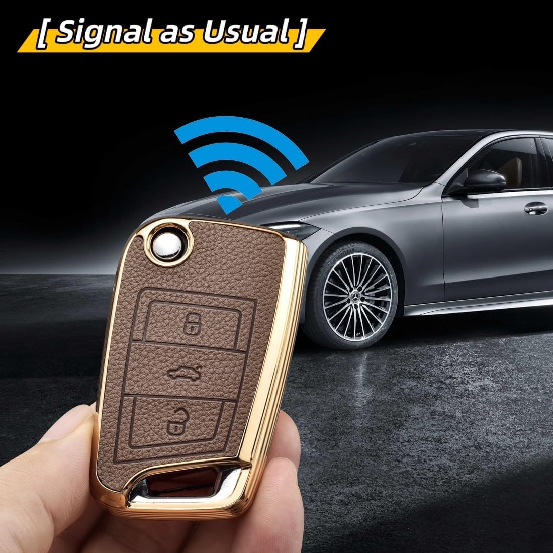 Key Fob Cover for Volkswagen with Keychain, Upper Leather + Soft TPU Key Cover Case Shell for VW 2017-2021 Jetta Tiguan GTI Atlas Passat Arteon Golf Folding Flip 4 Buttons (Pink)
