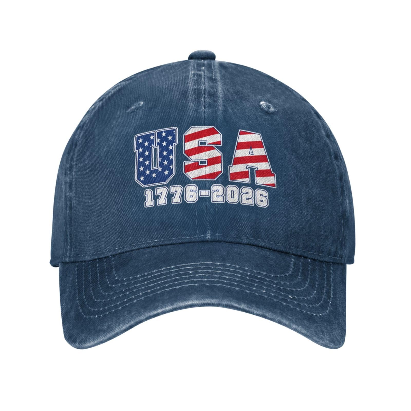 FJQWKLF 1776 2026 Denim hat USA 250th Birthday Anniversary 250 USA Patriotic Baseball Cap