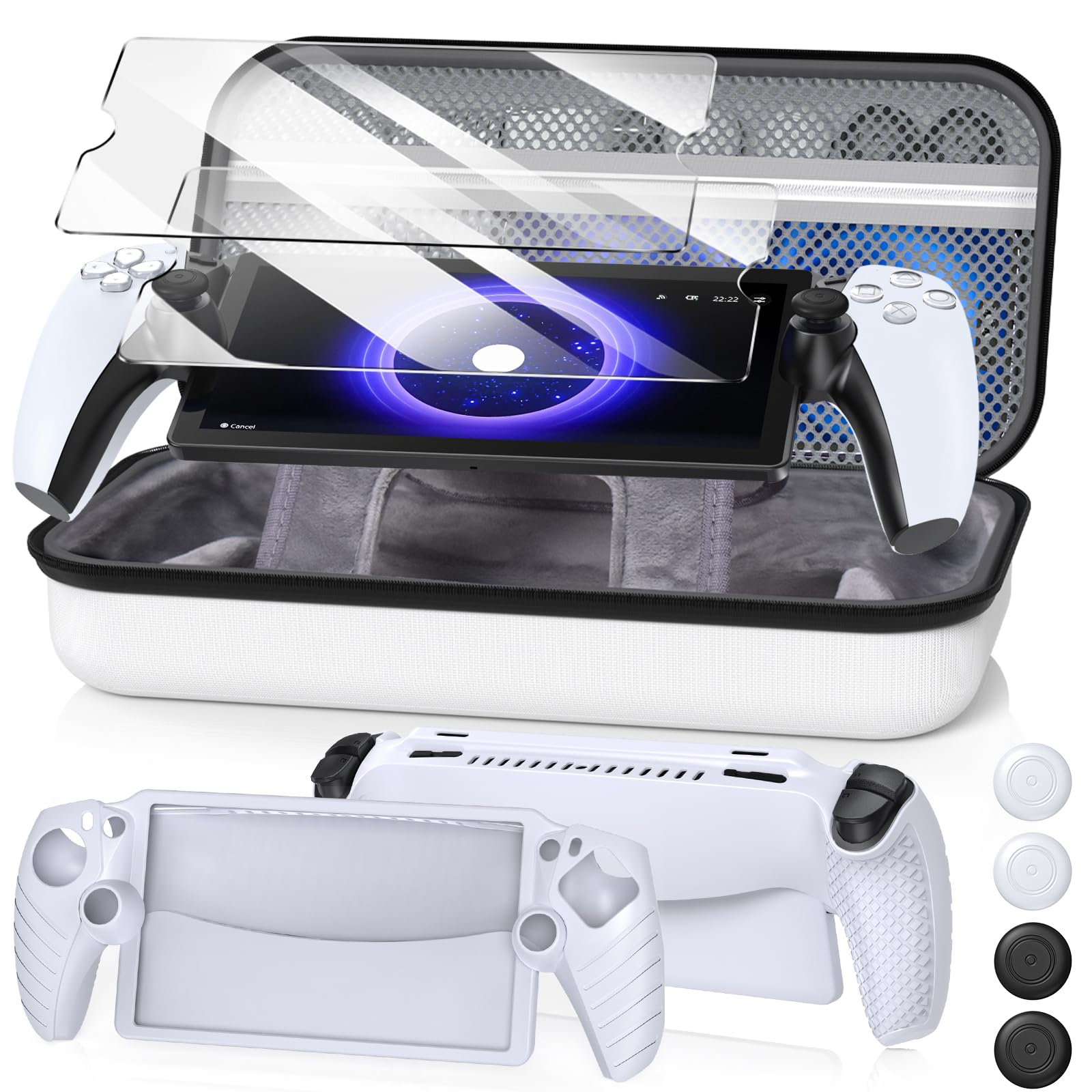 10 in 1 Accessories Set Compatible with PlayStation Portal EVA Carrying Case for PS5 Portal Soft Silicone Protective