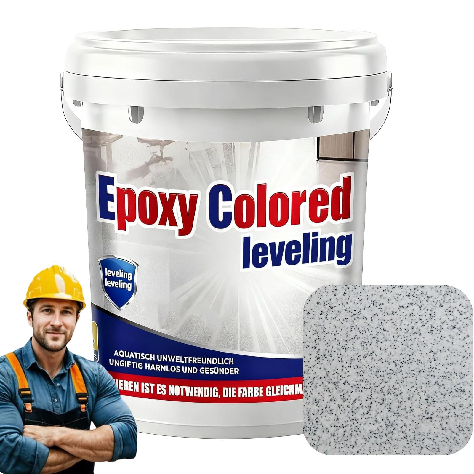 Epoxy Floor Paint,Epoxy Colored Sand Floor Paint 352Oz, High-gloss Marble Effect Coating, Garage Floors Painting, Covers Approximately 60 to 68 Sq Ft (white marble grey, 2kg)