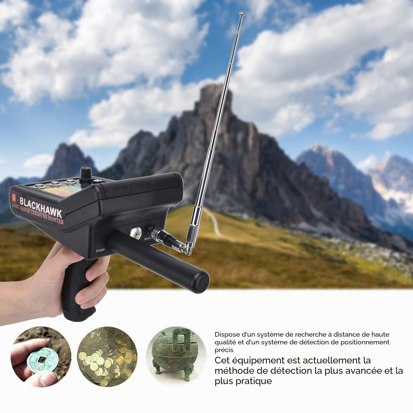Détecteur de métaux Professionnel de Haute précision pour Adultes avec écran LCD, Détecteurs de métaux souterrains de 1000 m de portée pour Or, Argent, cuivre et Pierres précieuses