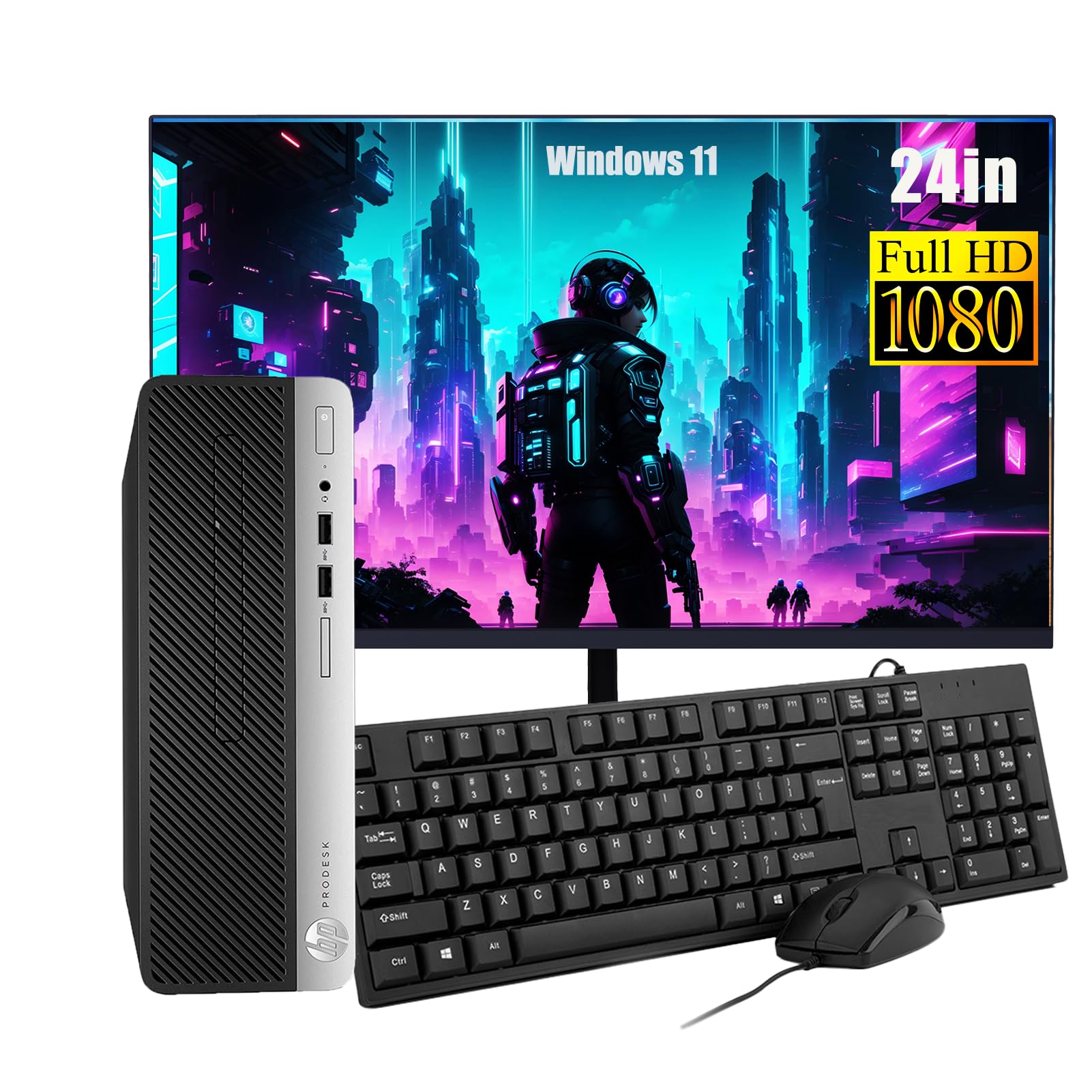 HP ProDesk 400 G4 SFF Desktop-PC mit 24-Zoll-Monitor, Intel Core