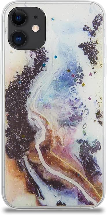 KZY İletişim Apple iPhone 11 ile Uyumlu Kapak Mermer Desenli Pop Socketli Silikon Kılıf - Mor