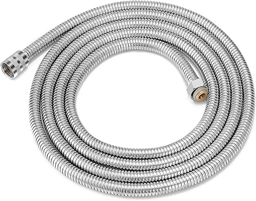 Manguera de ducha extra larga de 197 pulgadas manguera de cabezal de ducha de mano de acero inoxidable tubo de extensión de grifo con enlace de