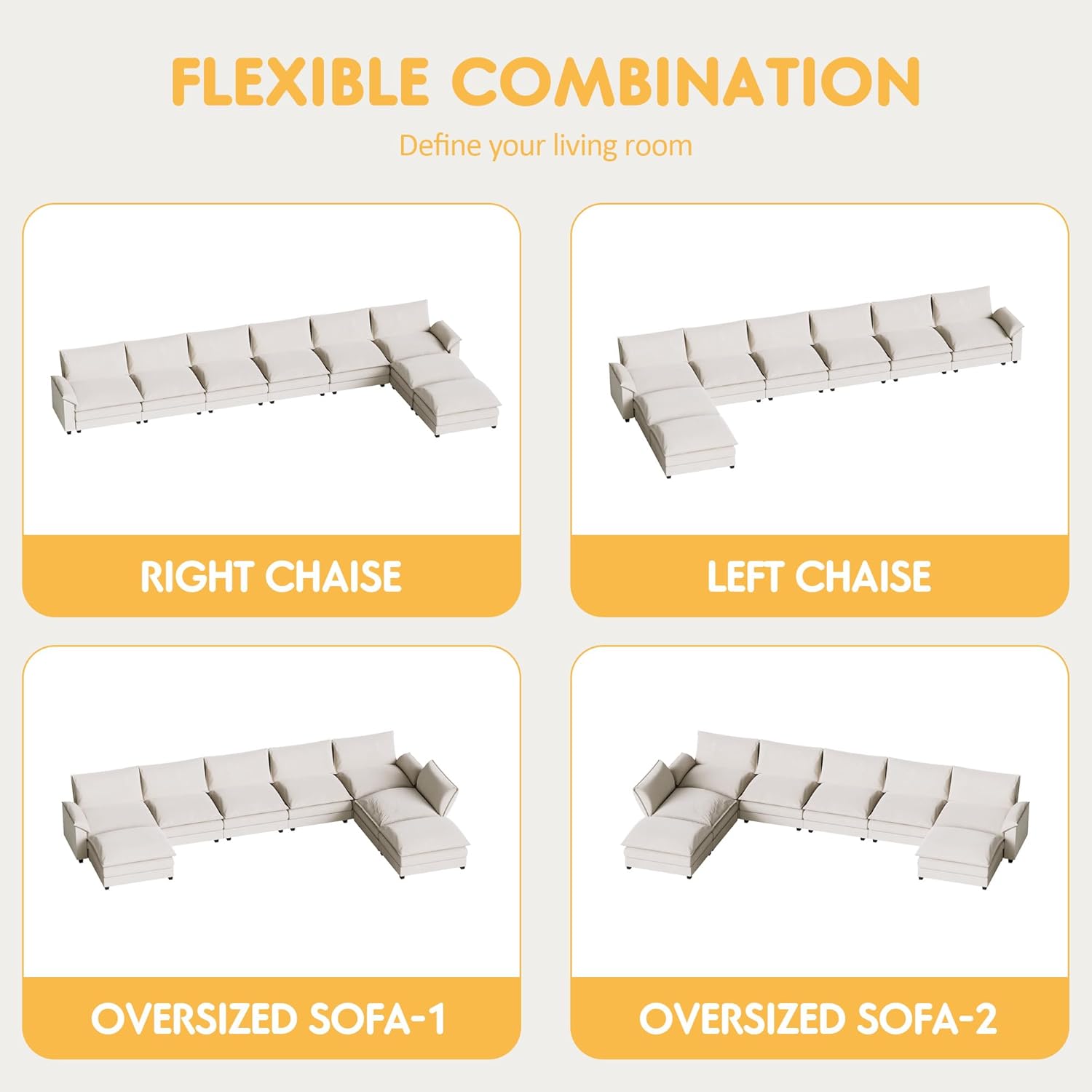 Close-up image highlighting the comfortable armrest, supportive backrest, sturdy sofa legs, and fluffy sofa cushion of the sectional sofa.