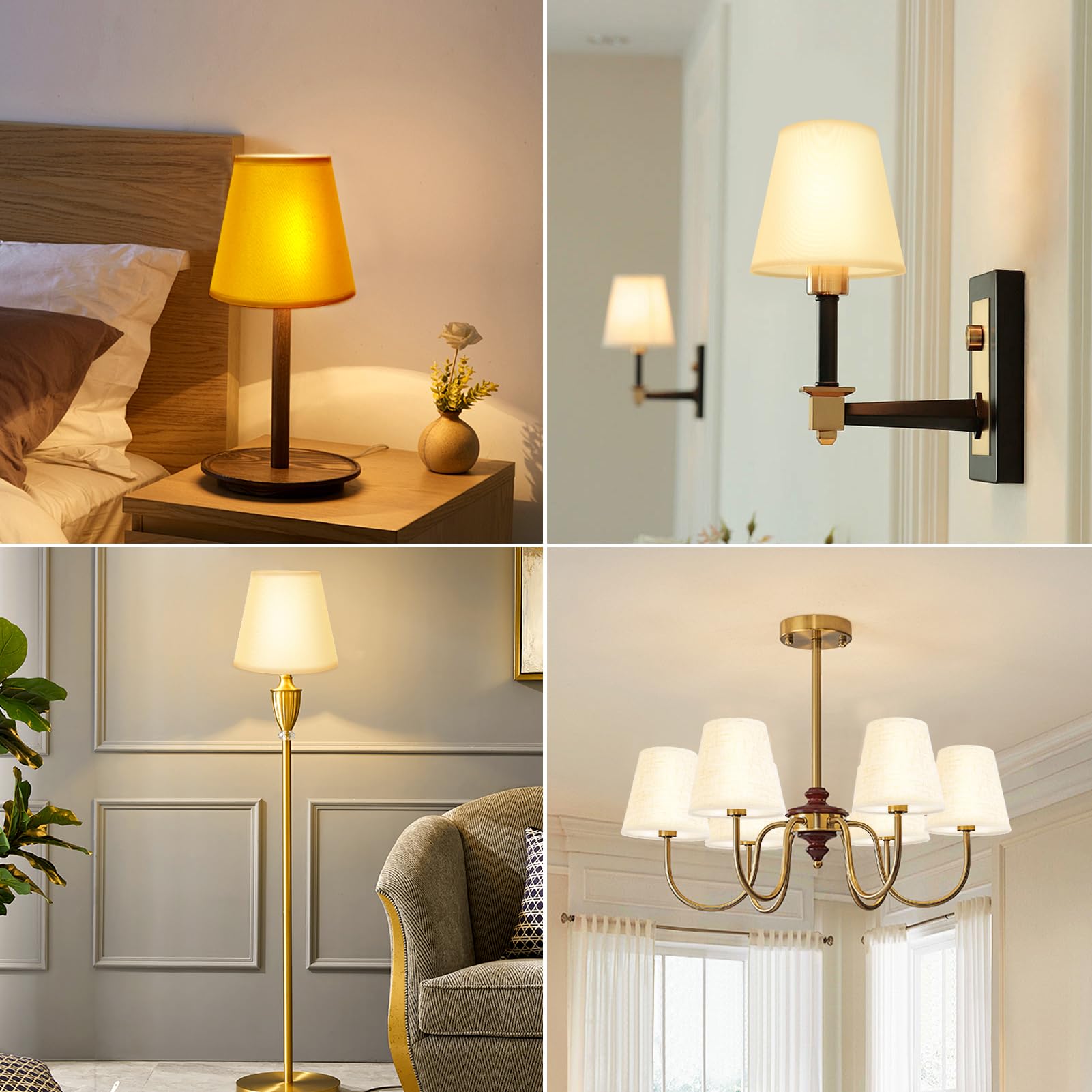 Set di 6 mini paralumi in lino E14 per lampade da tavolo, applique da parete, lampadari e lampade da terra (sottile colore beige)