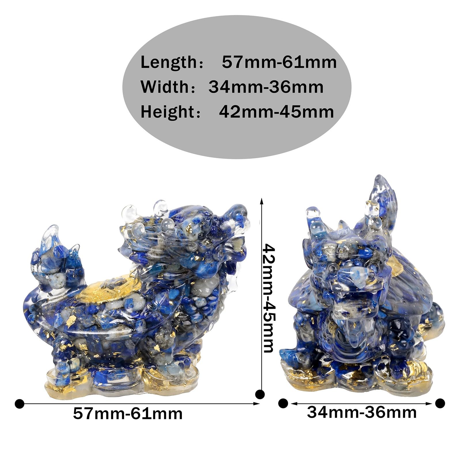 KYEYGWO Pack of 2 Dragon Turtle Crystal Statue Resin Animal Figures Collectible Figurine Feng Shui Ornament for Prosperity Wealth Good Luck Lapis Lazuli - Image 3