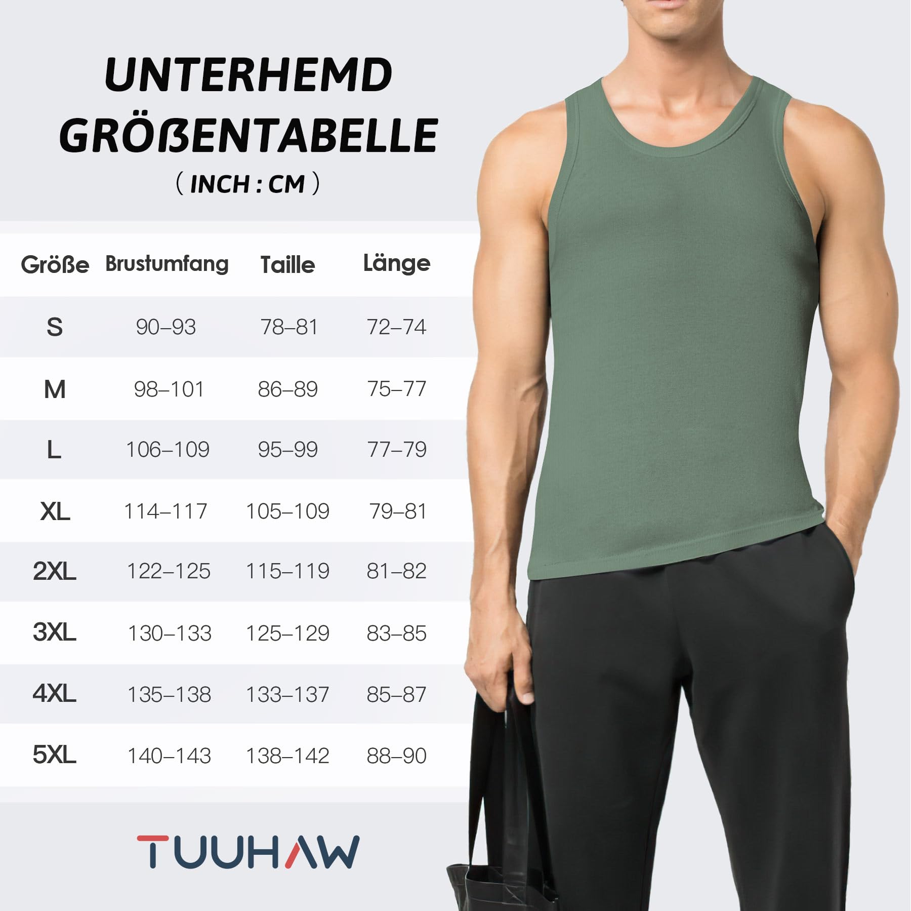 TUUHAW Canottiera Uomo Pacco da 5 100% Cotone Canottiera Colori Multipli e Taglie