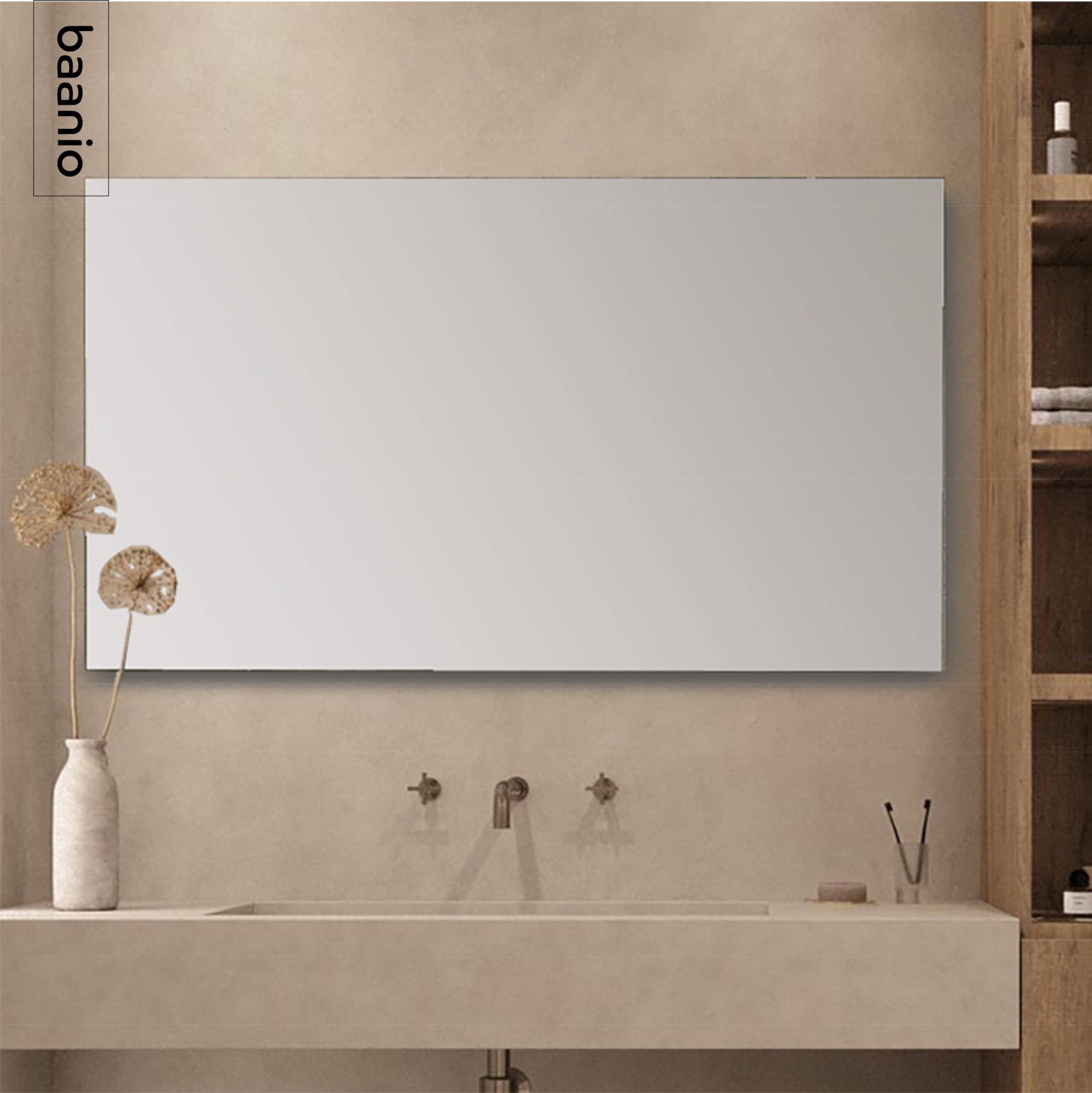 Espejo Baño Rectangular 80x140 cm Pure | Espejos de Baño con Antivaho | Vidrio Resistente 4 mm, Plata Ecológica sin Cobre, Fácil Instalación | Montaje Horizontal o Vertical | Diseño Moderno