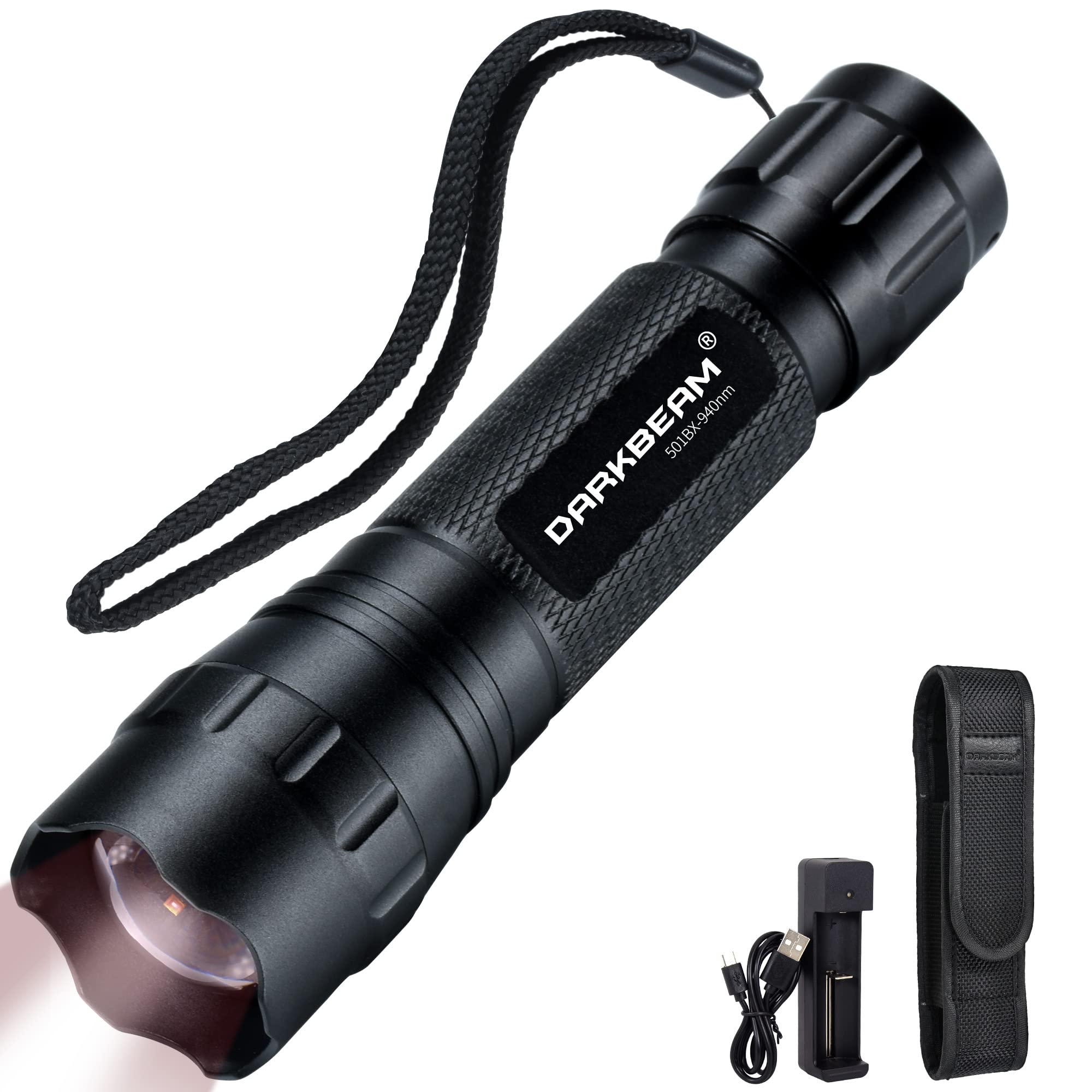 DARKBEAM ir Flashlight Infrared 940nm Light LED Rechargeable Mini for Night Vision, Tactical ir Illuminator with Long Range & High Power, Focus Adjustable for Hunting, Observation, SearchClimatePartner certified