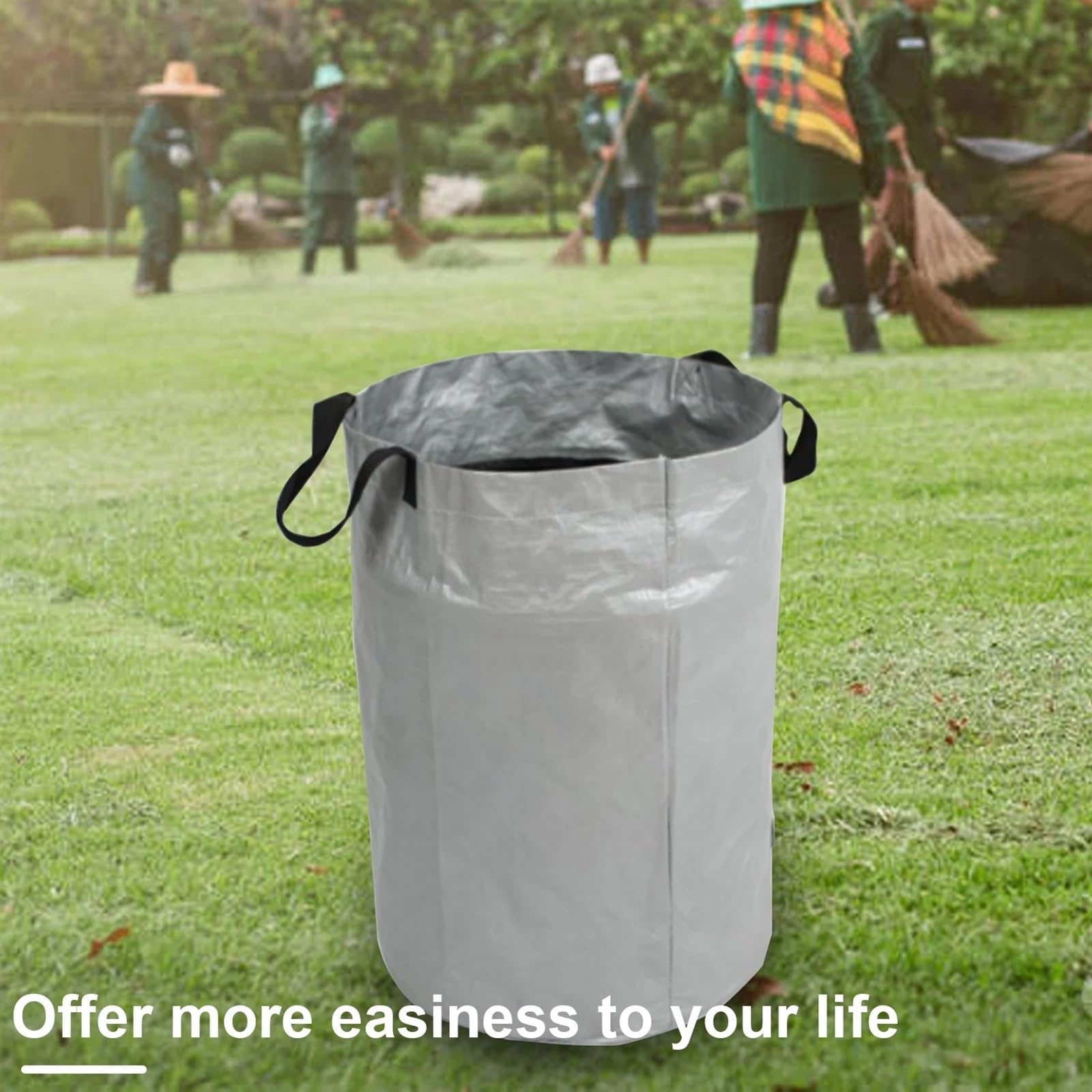 Sacchi per rifiuti da giardino, 3 sacchi for la raccolta delle foglie riutilizzabili da 100 litri, pieghevoli, for la raccolta dei rifiuti da giardino(Silver 3pcs)