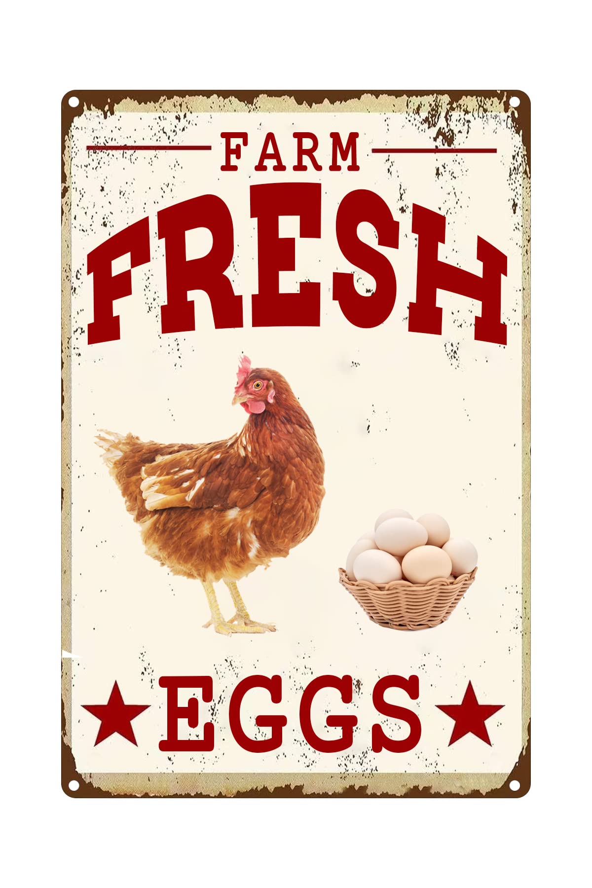 peiyeety Farm Fresh Eggs Vintage Metal Tin Sign - Funny Chicken Themed Wall Art | Farmhouse, Kitchen, Market, Barn Decor | Gift for Chicken Lovers & Rural Decor Fans 8x12 Inch