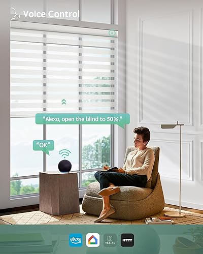 Miniatura 120 de Persianas de cebra motorizadas Yoolax compatibles con Alexa, persianas motorizadas con control remoto, persianas eléctricas inteligentes automáticas