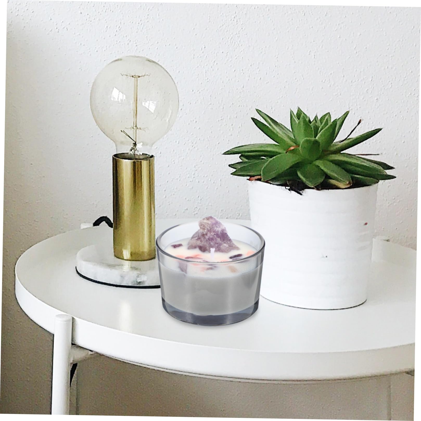 VALICLUD Vela Aromática Decorativa de Aromaterapia Hecha a Mano en Vaso de Vidrio Piedra de Cristal para Relajación y Ambiente Cálido en Sala de Estar
