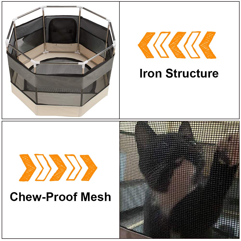 XhuangTech Cage de jeu portable pliable en tissu doux pour animal de compagnie chien, chat, lapin, cochon d'Inde avec cadre en acier pour utilisation intérieure et extérieure (73,7 x 73,7 x 45 cm,