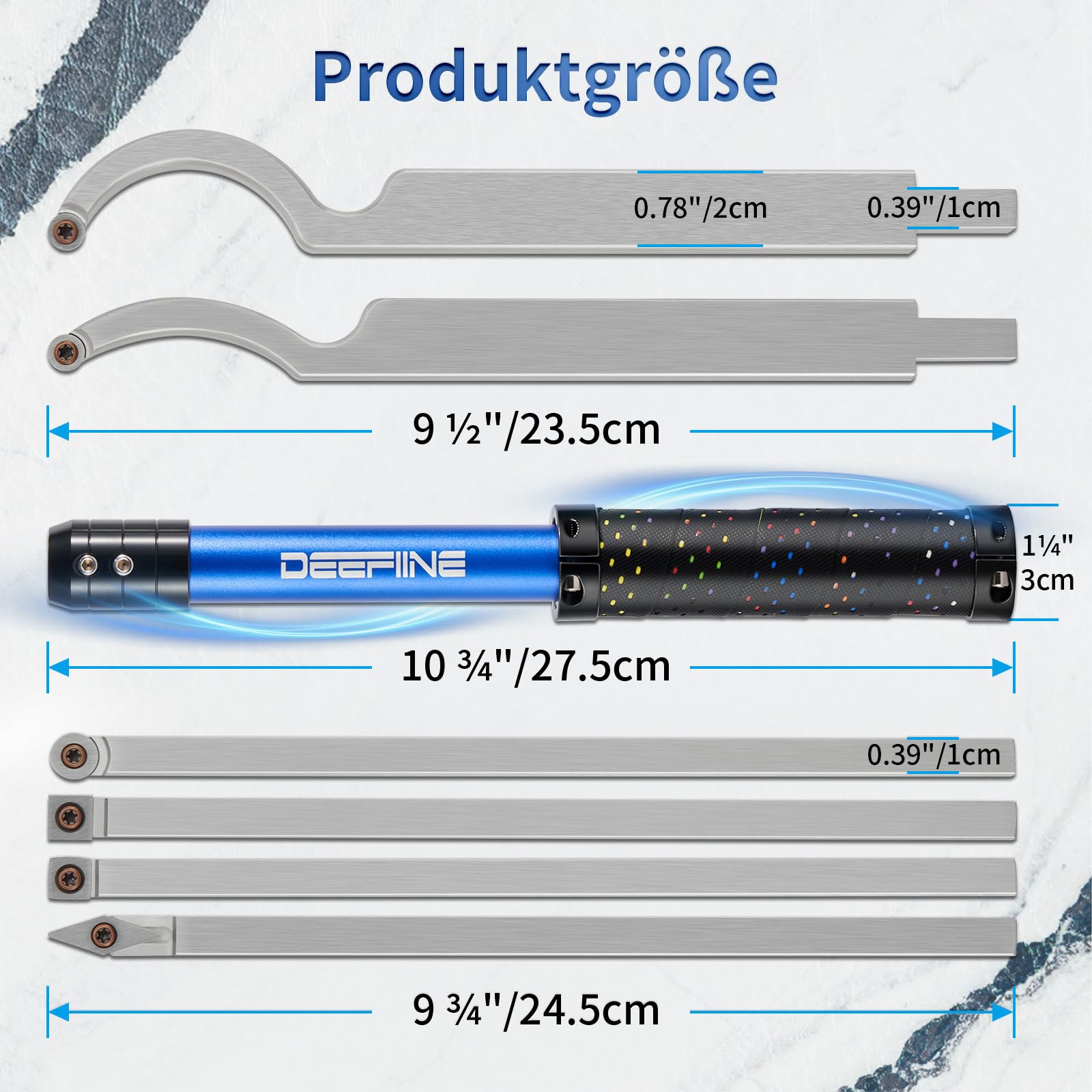 Drechseleisen Set mit Hartmetall-Schneidplatten, verstellbare Drechselmesser, Drechselwerkzeug-Satz für Holz(7PCS)