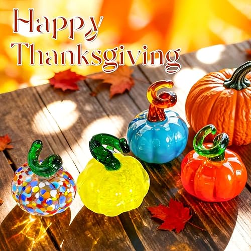 Miniatura 5 de 5 figuras pequeñas de cristal soplado coleccionables de Halloween, Acción de Gracias, calabaza, pisapapeles, cosecha de otoño, decoración para el