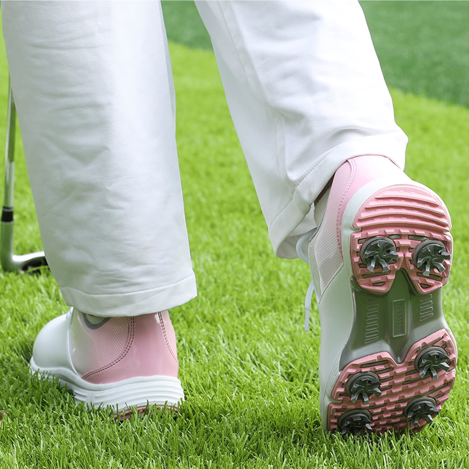 Femmes Chaussures Golf, Bottes Golf Super Stables avec Pointes, Chaussures De Course Légères Et Respirantes Classiques, Baskets De Sport De Golf à Lacets Imperméables Professionnelles
