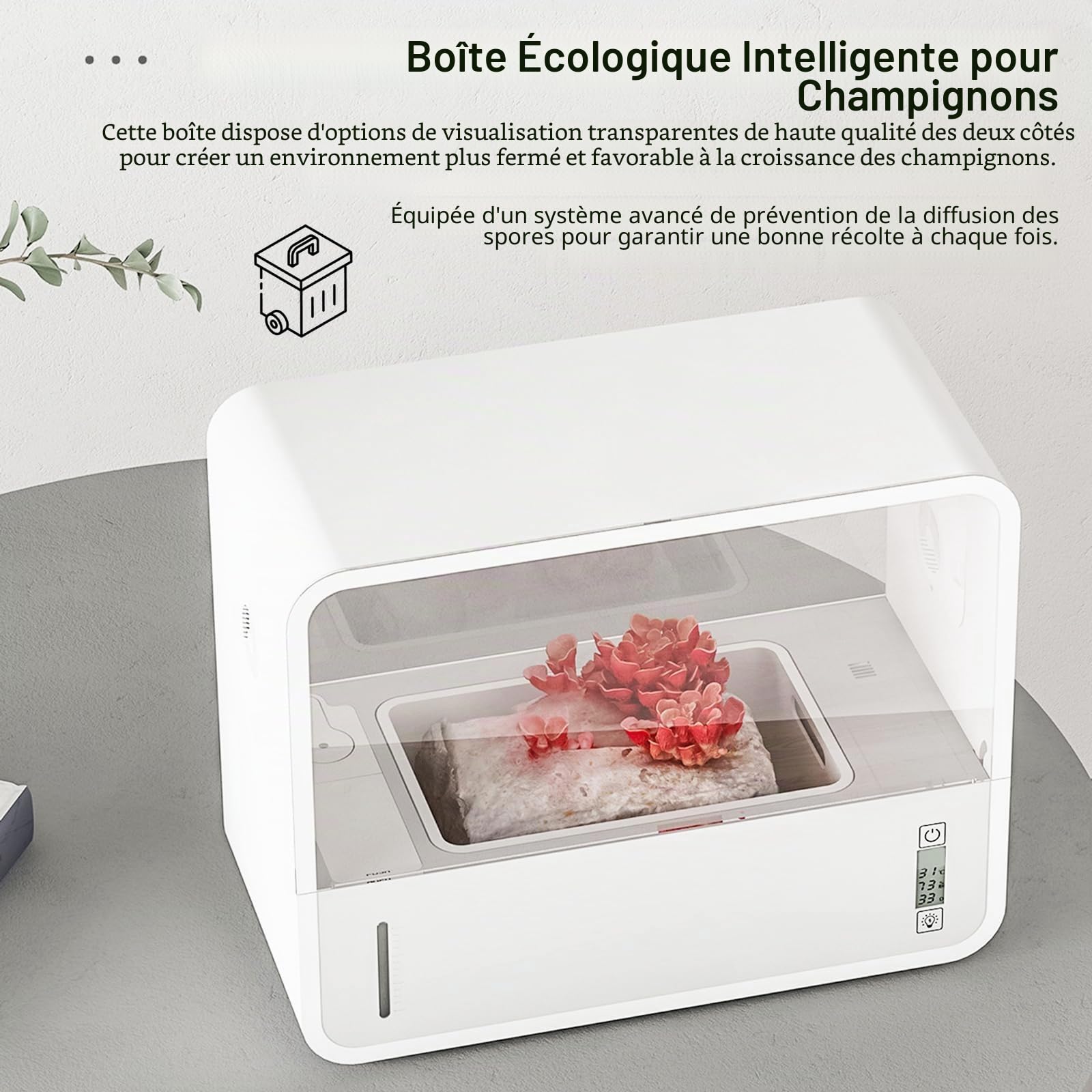 Kit Champignons à Faire Pousser, Tente de Culture de Champignons avec Affichage de la Température et de l'humidité, Boîte de Culture de Champignons, Stations de Propagation de Hotte de Mycologie