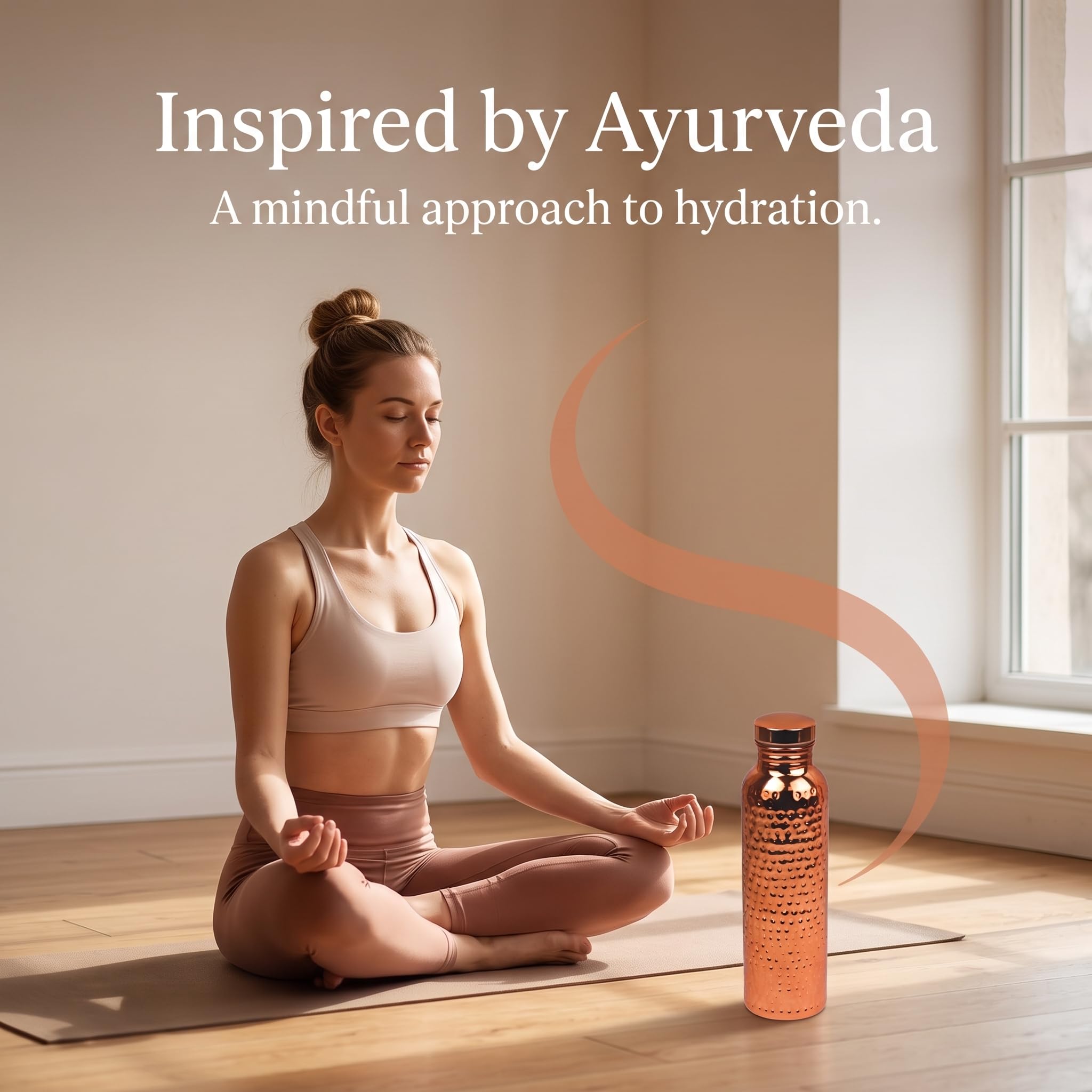 Bouilloire en Acier Inoxydable avec Revêtement en Cuivre 800ml | Anti-fuite, Bouteille Yoga
