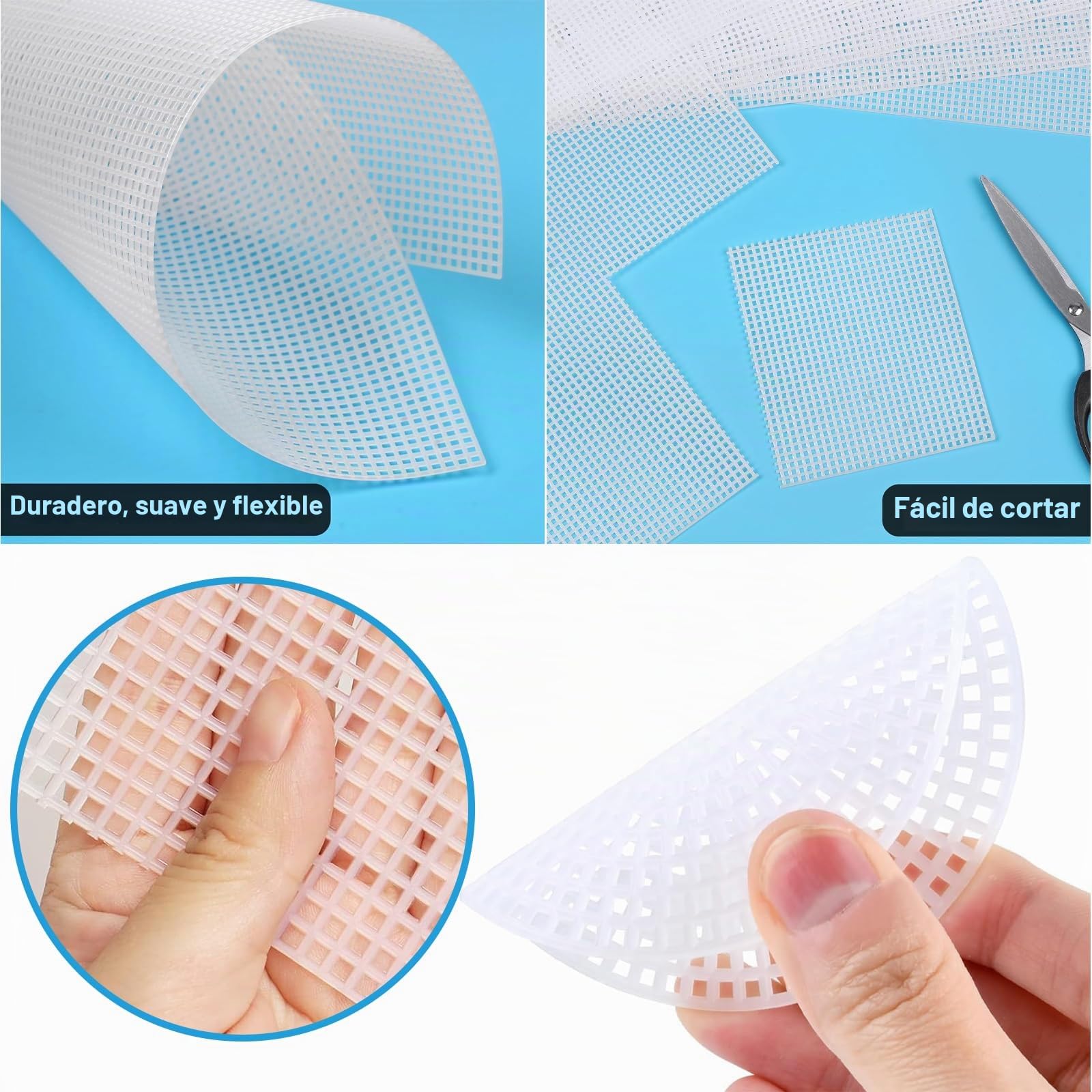 Lona De Malla De Plástico Rejilla De Plástico - Stramin Para Bordado, 7 Hojas De Lona De Plástico Blanco Transparente Para Proyectos De Manualidades Creativas