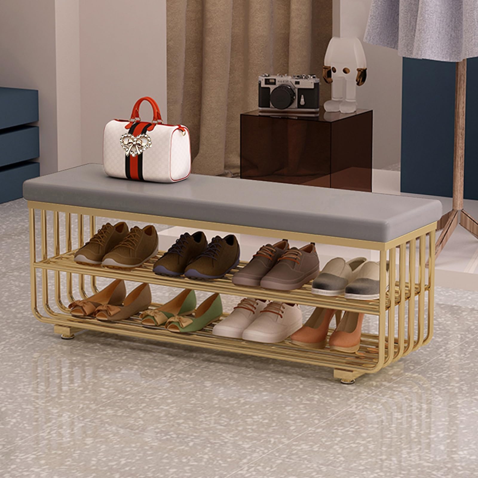 Banc à chaussures entrée assise confort rangement 3 niveaux