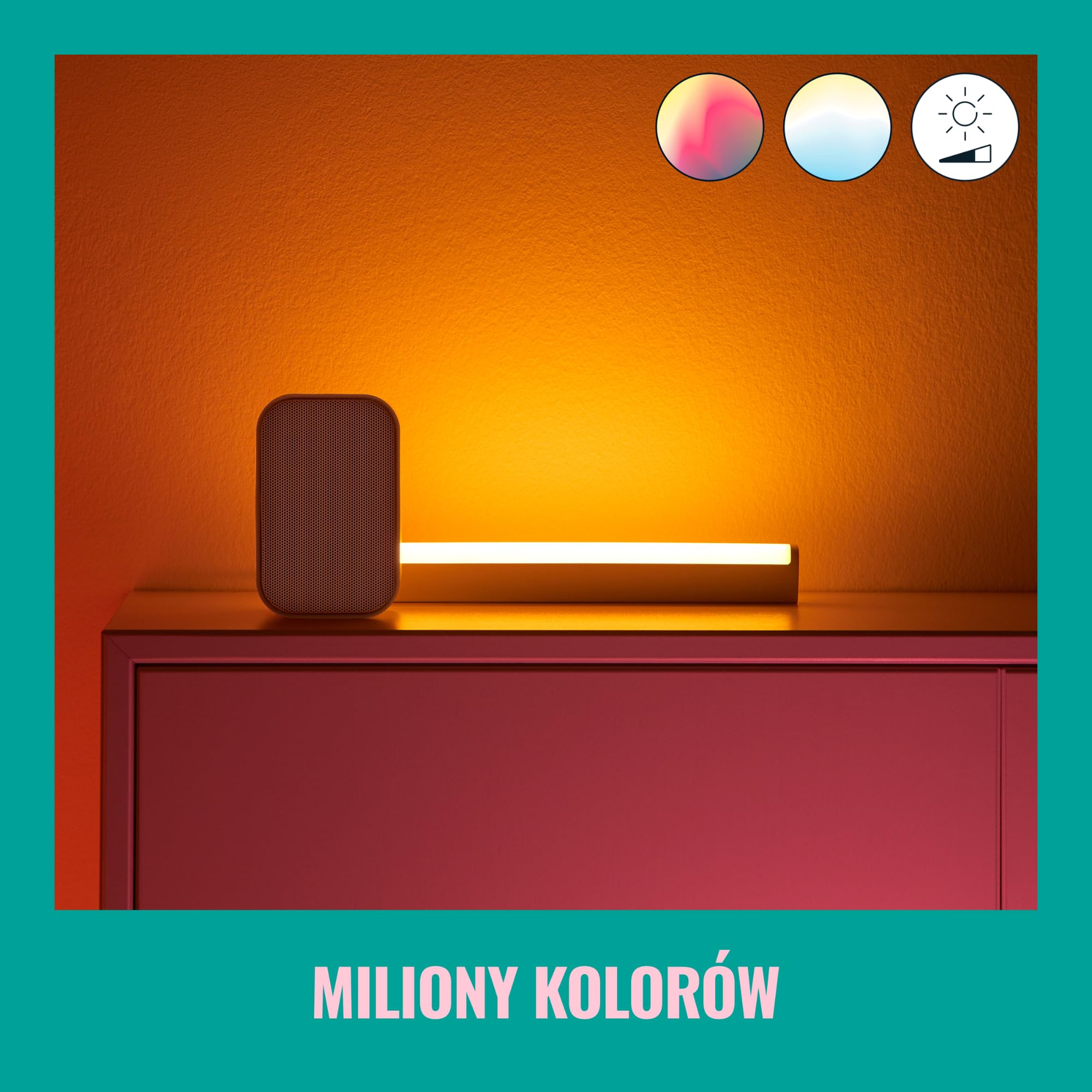 WiZ Inteligentna lampa Linear Bar, Wi-Fi, wiele odcieni bieli, szeroka paleta kolorów, sterowanie aplikacją