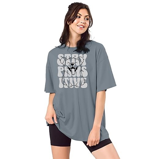 SHODOX® Women’s Cotton Blend Oversized Drop Shoulder Printed T-Shirt | Soft, Breathable & Light Weight | Loose Fit Stylish Top for Girls with Premium Graphic Print