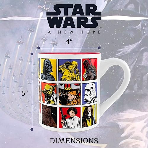 Miniatura 8 de Silver Buffalo Star Wars Episodio 4 - Taza de cerámica con cuadrícula de personajes, 14 onzas