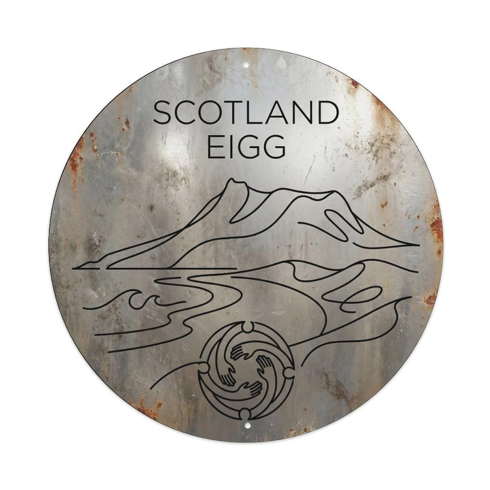 Este 8X8inch Style Eigg Singing Scottish Clean Line Classic Scenery Metal Tin Sign